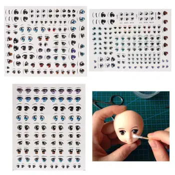 1 Folha de Bonito dos desenhos animados Olhos de Anime Figura de Bonecas de Olhos de Água Adesivos Para DIY Boneca Acessórios