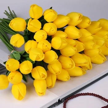 10 Pcs Beleza Real Toque Flores De Látex Tulipas Flores Artificiais Buquê Falso Flor De Noiva, Buquê De Flores Para Decorar Casamento