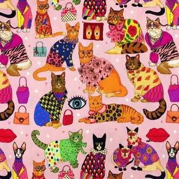 110 cm Largura Moda gatos tecido de algodão manta de Retalhos de Costura, Quilting mulher de camisa de roupas artesanais de retalhos Lolita bebê roupa de cama