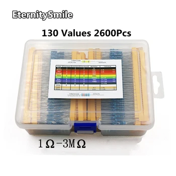 130 Valor 2600Pcs 1/4W Metal de resistores de Filme do Pacote do Componente do Pacote de 0,25 W Gama Completa De Resistência (Box)