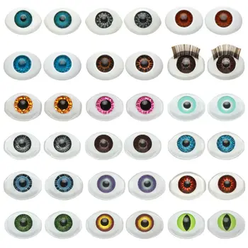 1Pair Oval Boneca de Olhos Realistas Metade Rodada de Artesanato Acessórios de Acrílico DIY Olhos Renascer Boneca de Olhos BJD Mini Fácil de Usar Simulação