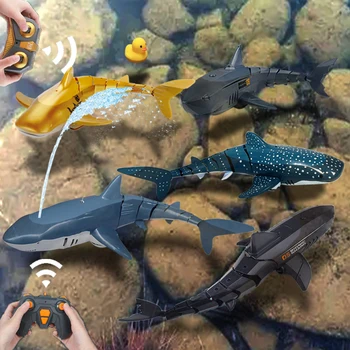 2,4 G de Controle Remoto Tubarão de Água Subaquática de Simulação em Forma de Peixe de Natação Eléctrico Brinquedos para Meninos, crianças, Crianças Banheira Piscina Banheira