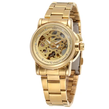 2021 Moda Senhoras Relógio Mecânico Automático Pulseira De Aço Inoxidável, Bracelete De Fecho Casual Senhoras Relógio De Ouro Zegarek Damski