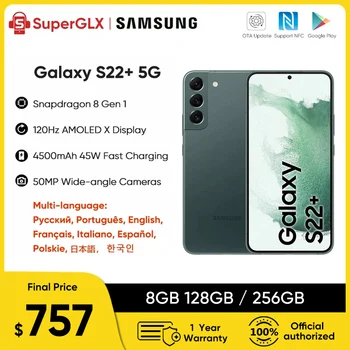 2022 Novo Samsung Galaxy S22+ Plus 5G Smartphone Qualcomm SM8450 Snapdragon 8 Gen1 120Hz AMOLED 2X de Exibição Android 12 de Telefone Celular
