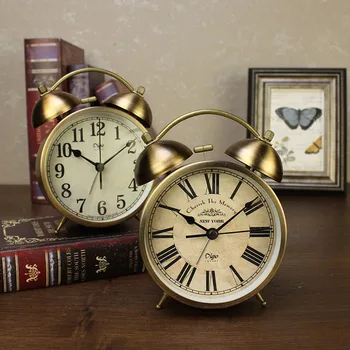 4 polegadas Alarme do Relógio de Quartzo do Metal Inoxidável Relógio de Mesa-de-Cabeceira a Luz da Noite o Movimento de Relógio de Mesa de Decoração de Casa de Tabela Watch Presente