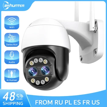 4K PTZ IP Câmera de duas Lentes, Zoom 8X 2K wi-Fi Câmera de Segurança ao ar livre H. 265 do CCTV de Vídeo de uma câmara de Vigilância de Visão Noturna Monitor ICsee
