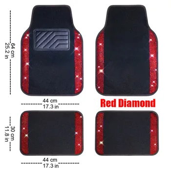 4PCS de Carro Universal Tapetes Tapetes 3D à prova d'água Anti-Derrapante Couro Auto Tapete de Diamante do cristal de rocha Bling Acessórios do Carro Estilo