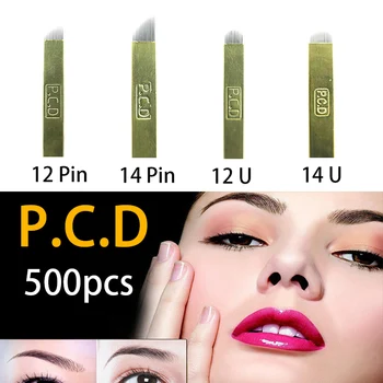 500 pcs PCD 12Pins Lâmina Nano Lâmina Premium 12 de disco Rígido 0,25 mm Maquiagem Permanente Microblading Agulha Para Caneta Tobori