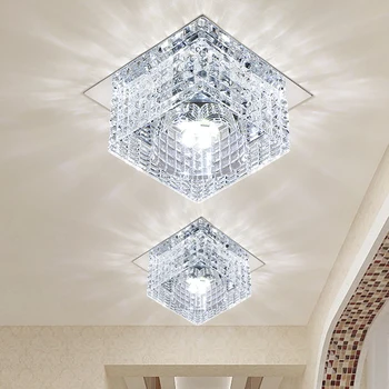 5W Moderna de Cristal Quadrado LED Luzes do Teto, Candeeiro de Parede para Decoração de Casa Varanda Lâmpada de Luz da Varanda Corredores de equipamento de Iluminação