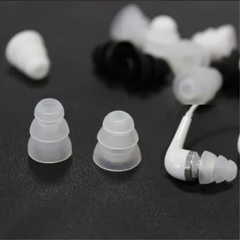 6 Pares de Três camadas de Silicone, Fones de Ouvido Ear Bud Dicas de Substituição Anti-derrapante Tampão para a Maioria dos In-Ear Fone de ouvido 3 Tamanhos (S, M, L )