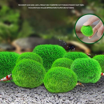 6PCS SML Marimo Moss Bolas de Viver Aquário de Plantas, Algas Peixe Camarão Tanque de Ornamento de Simulação de Algas Verdes Bolas Artificial de Plantas