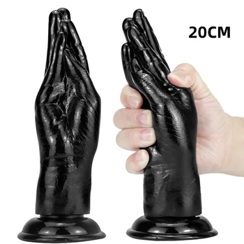 A Textura da pele Enorme Mão Plug anal Realístico com Vibrador Poderosa ventosa para as Mulheres os Homens a Masturbação Mão Grande Anal de Pelúcia