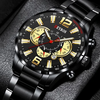 A moda de Relógios de homens de Aço Inoxidável de Quartzo do relógio de Pulso de Luxo, Homens de Negócios Casual de Couro Relógio Luminoso do Relógio relógio masculino