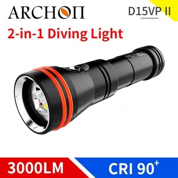 ARCONTE D15VP II W21VPII Mergulho Luz de Vídeo Subaquático Mergulhador Lanterna LED Max 3000 Lumens Lanterna Impermeável Carga USB
