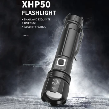 Alta Potência XHP50 Recarregáveis Levou Lanterna Tocha Zoomable Impermeável Lanterna De Acampamento ao ar livre de Emergência de Trabalho de Iluminação