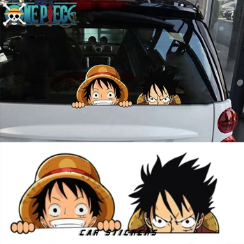 Anime One Piece Janela do Carro Autocolante do Macaco·D·Luffy Automático do pára-brisa Traseiro impermeável Adesivos de Decoração de Bagagem Decalque Estilo Carro