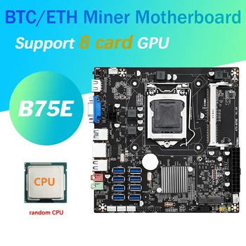 B75E 8 de Cartão de BTC Mineração Aleatório placa-Mãe Com CPU Chip B75 LGA1155 DDR3 RAM MSATA ETH Mineiro Suporta 8 USB3.0 Portas