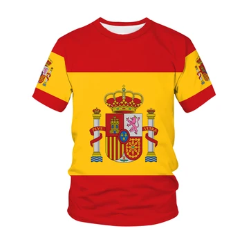 Bandeira da espanha T-Shirts Espanha Emblema Nacional da Impressão 3d Homens Mulheres Crianças Oversized T-shirt Menino Menina Bandeira da Espanha Tees Tops de Mens Vestuário