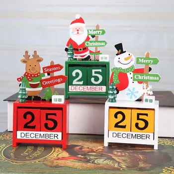 Behogar de Natal Natal de Madeira Calendário do Advento Contagem regressiva Ornamento Removível com Cubos de Casa de Festa Prateleiras Janela de Tabelas Decoração