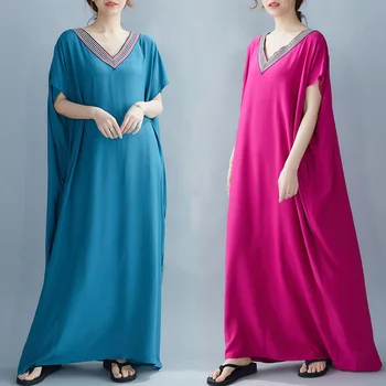 Boêmio Vestido Das Mulheres Do Vintage Solto E Casual Boho Étnicos Indianos Vestidos Para Senhoras Paquistanês Feminino Roupas De 2022