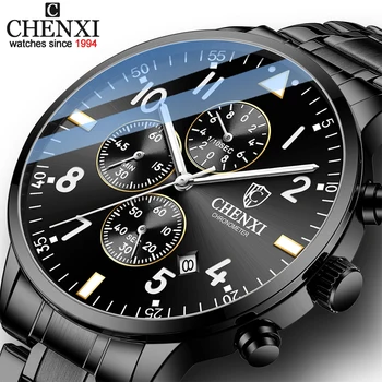 CHENXI Moda Homens Novos Relógios de Desporto Impermeável de melhor Marca de Luxo de Quartzo Cronógrafo Relógio de Aço Cheia de Homens Relógio Relógio Masculino