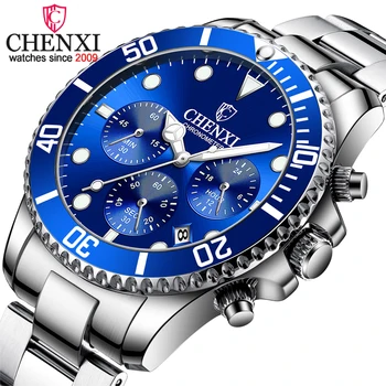 CHENXI do Esporte Relógio de Quartzo Homens de alto Luxo da Marca de Aço Inoxidável, Impermeável Azul Cronógrafo de Negócios Data de Relógio Masculino Relógios de pulso
