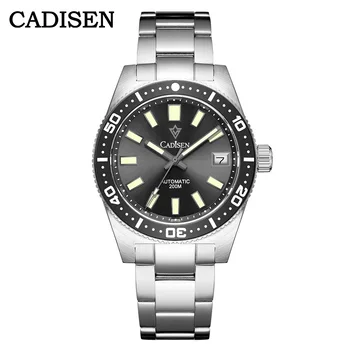 Cadisen NH35 Relógio Automático 38mm Data Nenhum Logotipo 62MAS Luxo Marca de Topo Bisel de Cerâmica Luminosa Impermeável Relógio de mergulho Relógio