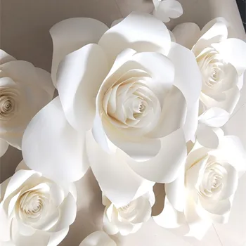 Casamento feito à mão branco de casamento decoração da janela tridimensionais flores de papel acabado de flores grandes de fundo de palco