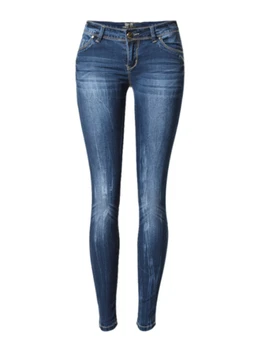 Cintura baixa a calça Jeans Skinny, as Mulheres da Moda Lavado Branqueada de Riscado Azul Denim Push-Up Vintage Magro Calças Calças de Roupas para Mulheres