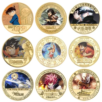 Conjunto completo de Anime Japonês de Ouro Comemorativas de Moedas Coleccionáveis de desenhos animados Lembrança Desafio Moeda de Presentes para as Crianças dos Homens Dropshipping