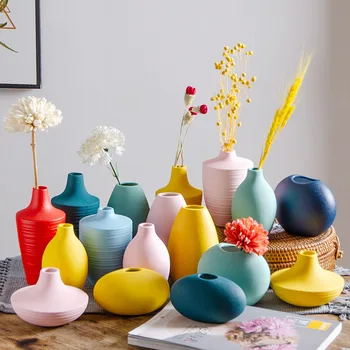 Criativo De Cerâmica Pequeno Vaso Simples E Moderno, Decoração Home Rodada Vaso De Flores