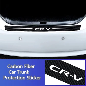 De Fibra de carbono, Etiqueta do Carro Porta Automática Tronco Faixa de Proteção de Porta de Carro Anti-risco Decalque Para Honda CRV 2015 2016 2017 2018 2019