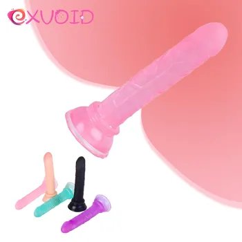EXVOID Realista Vibrador Pau de verdade NÃO Vibrador Brinquedos Sexuais para a Mulher de Mini Pênis Com ventosa Artificial Pau Masturbador Feminino