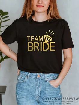 Equipe De Noiva Mulheres Bachelorette Evjf T-Shirt De Algodão 2022 Meninas Galinha Festa De Dama De Honra Do Casamento Feminino Tops Tees