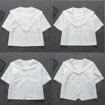 Escola japonesa de Manga Curta Branca roupa de Marinheiro T-shirt Sapporo Lapela Kanto Kansai Lapela Nagoya Lapela JK Uniformes Básicos Tops
