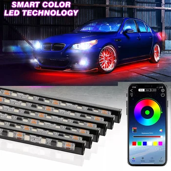 Flexível Underglow Tira Luzes Led De Controle De Aplicativo Neon Rgb Sonho Cor Underbody Auto Luz Decorativa Do Ambiente Lâmpada Para Carro Caminhão