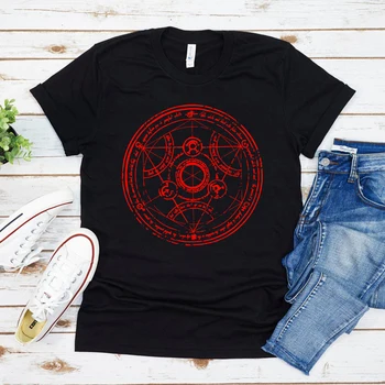 Fullmetal Alchemist Transmutação Círculo T-Shirt Unisexo Anime Japonês Harajuku Gráfica Tees Estética Roupas Símbolo Presente Legal