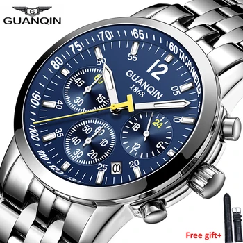 GUANQIN 2019 Novos homens do Relógio marca de Topo Negócios de luxo impermeável Luminoso do relógio de Quartzo Relógios de pulso Cronógrafo Homens relógios do Esporte
