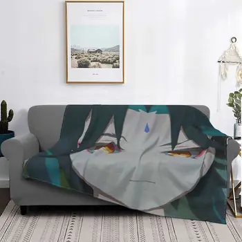 Genshin Impacto Xiao Retrato Cobertor de Veludo Jogo de Decoração Portátil Super Aquecido Jogar Mantas para Sofá Office Colcha