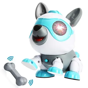 HASTE de Brinquedos de DIY Robô Cão Remoto, sistema eletrônico de Controle de Cachorro de Estimação Interativo Presente com RGB Luz Piscando o Olho para 6 Anos, Meninos Gi