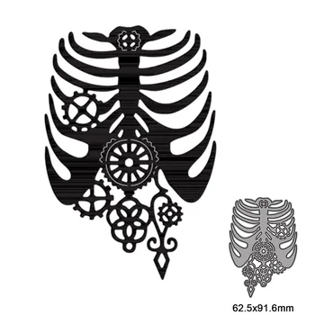 Halloween Engrenagem Esqueleto Esqueleto de Metal cortantes Para DIY Scrapbook molde de Corte de Papel, Cartões em Relevo Decorativo de Artesanato 2021 Novo
