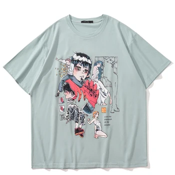 Hip Hop E Streetwear T-Shirt Resumo Anime Gráfico T-Shirt Harajuku Algodão Casual Tshirt 2022 Homens Verão De Manga Curta Tops Tees