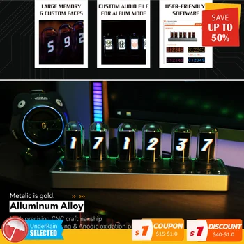 IPS-Ecrã a Cores de Relógio Tubo Nixie Kit de Relógio Digital, Calendário, Cronômetro 6 Bits o Tempo de LCD Display Foto Criativa Secretária de Presente de Aniversário