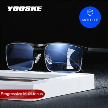 Inteligente Multifocal progressiva óculos de leitura para homens mulheres perto e dual-use Anti-Luz Azul ajuste automático de Óculos