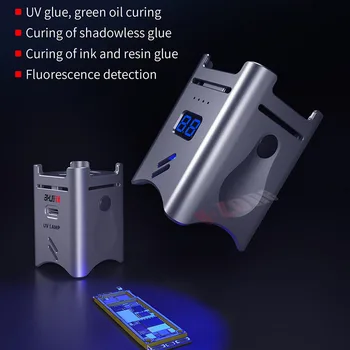 JC JCID AiXun Furacão lâmpada de conserto de celulares cola UV lâmpada de cura detecção fluorescente LED lâmpada ultravioleta verde óleo de cura