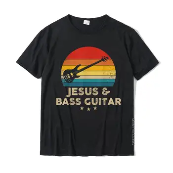 Jesus E Guitarra - Cristã T-Shirt T-Shirts Para Os Homens Slim Fit Tops Tees Dominante Impressão Algodão