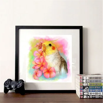 KAMY YI Diamante Pintura Handmade Art Papagaio Ponto Cruz Animal Mosaico de Flores, Decoração Presente