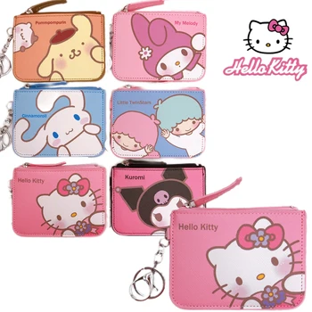 Kawaii Hello Kitty Bolsa Da Moeda Melodia Kuromi Cinnamoroll De Couro Do Titular Do Cartão De Anime Sanrio Menina Chaveiro Mochila Pingente De Presente