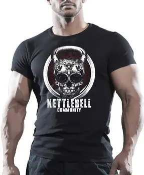 Kettlebell Comunidade Crânio Musculação Motivação de Treinamento de MMA Treino, T-Shirt. Verão Do Algodão De Manga Curta-O-Pescoço T-Shirt Nova