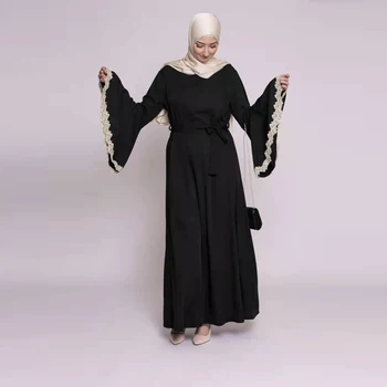 Lace Abaya Dubai, Turquia Islã Árabe Muçulmano Longo Vestido Modesto Para As Mulheres Manto Longue Femme Musulmane Kaftan Marrocos Vestido Longo